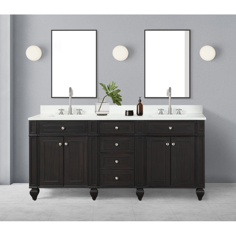 Canora Grey Freixa 72'' Free-standing Double Bathroom Vanity with Quartz Vanity Top | Wayfair
